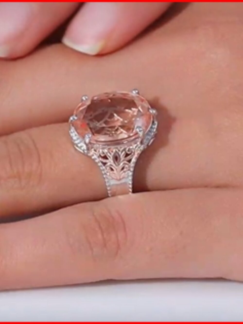 Morganique Quartz (Triplet) Solitaire Ring in 18K YG Plated and Platinum Bond